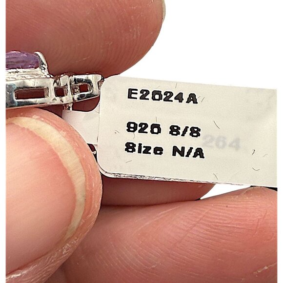 Amethyst Sterling Silver Infinity Design Earrings 1.46 CTW AA Round Cut Rhodium - Picture 9 of 9